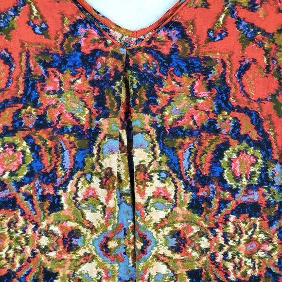 Anthropologie Maeve Size M Colorful Medallion Shift Mini Dress Orange Indie Boho - Picture 5 of 8